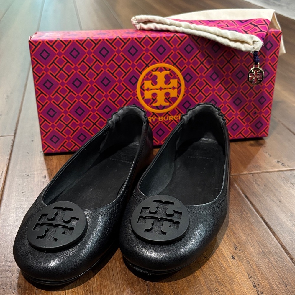 Tory Burch Black Leather Flats